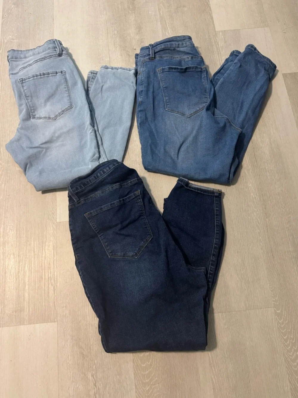 Rue21 Women’s Skinny Jeans Trio - Light Blue, Medium Blue‎ & Dark Blue
